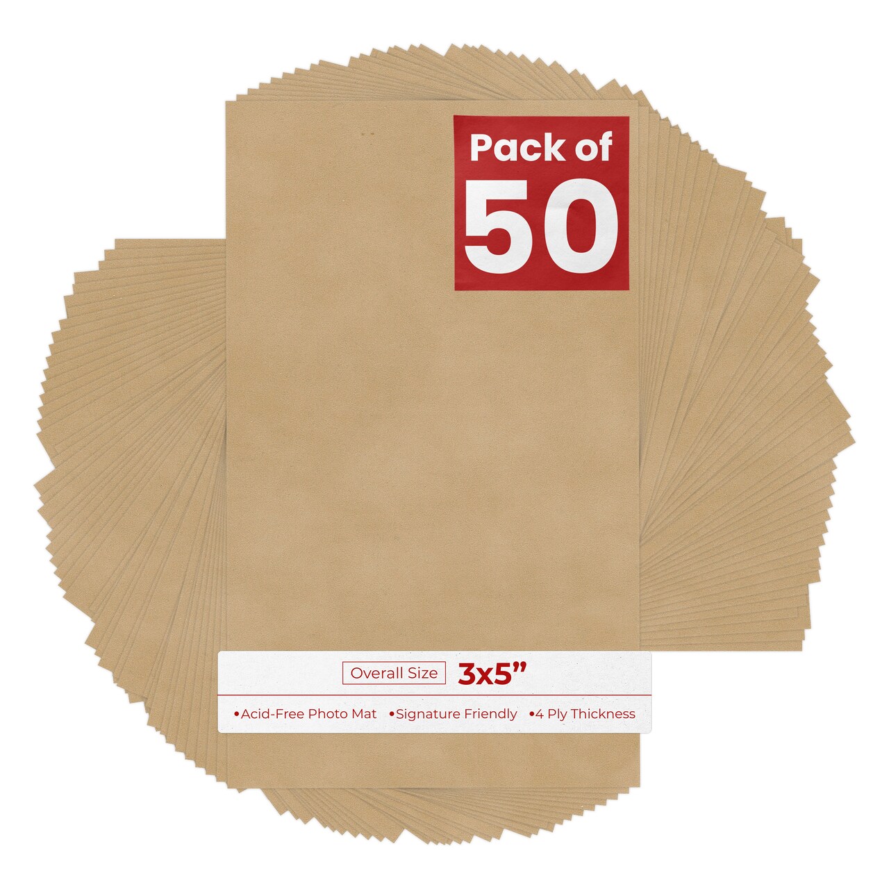 Beige Suede 3x5 Inch Uncut Mat Board - Blank Sheets, No Opening